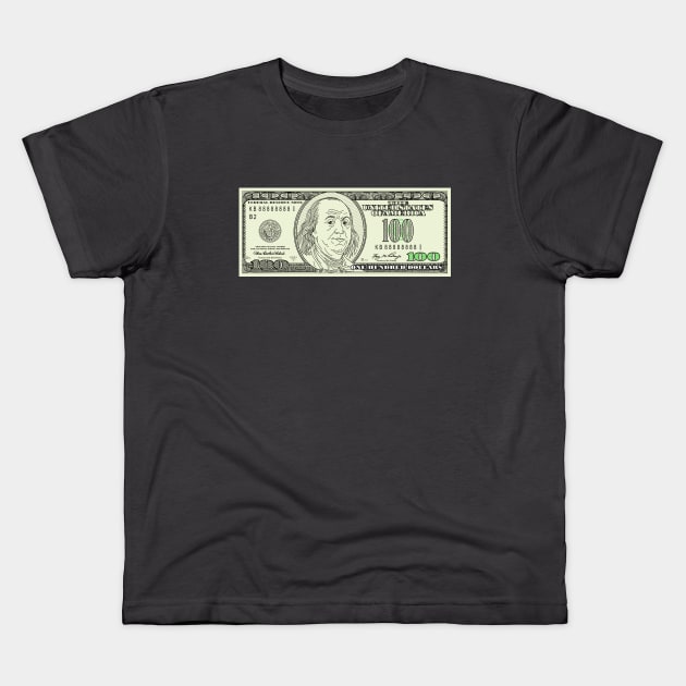 Benjamin Franklin 100 US Dollar Kids T-Shirt by snewen